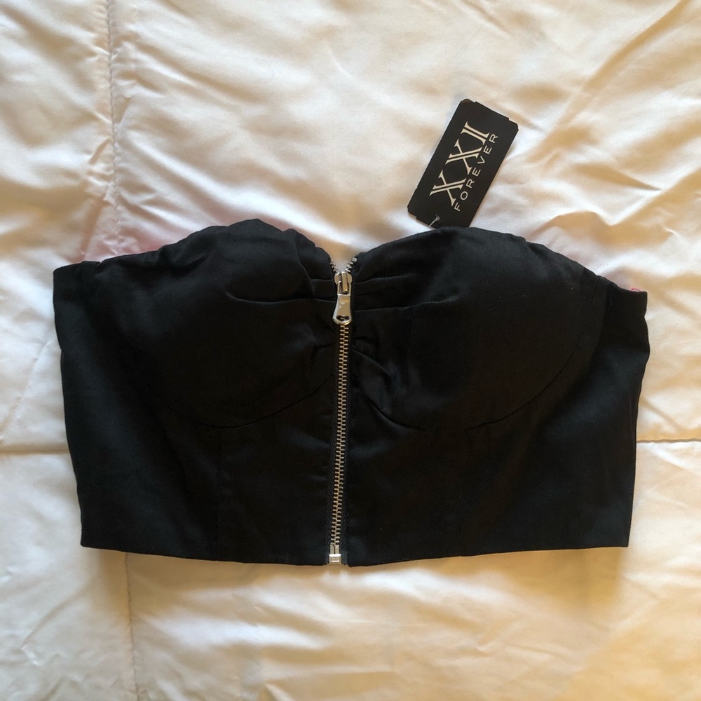 Black Strapless Crop Top festival Bandeau